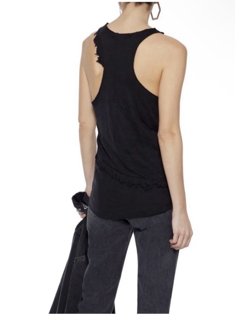 Iro Linen Black Racerback Distressed Tank Top
